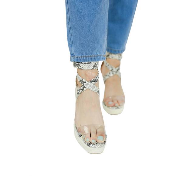 NEW INSIGNIA kayla lace up wedge in snake print - Picture 4 of 6